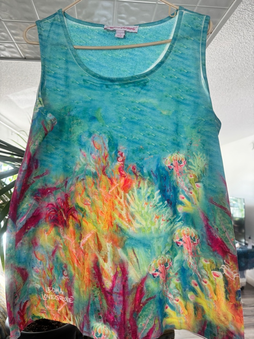 Leoma Lovegrove signed "Jellyfish Bloom" Tank Top - Wearable Art - L